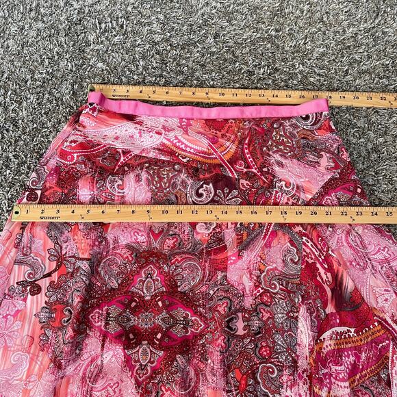 Y2K Midi Skirt Size XL Pink Red Boho Paisley Asymmetric Whimsical Fairy Feminine - Picture 13 of 15